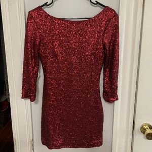 Red Sequin Tobi Dress